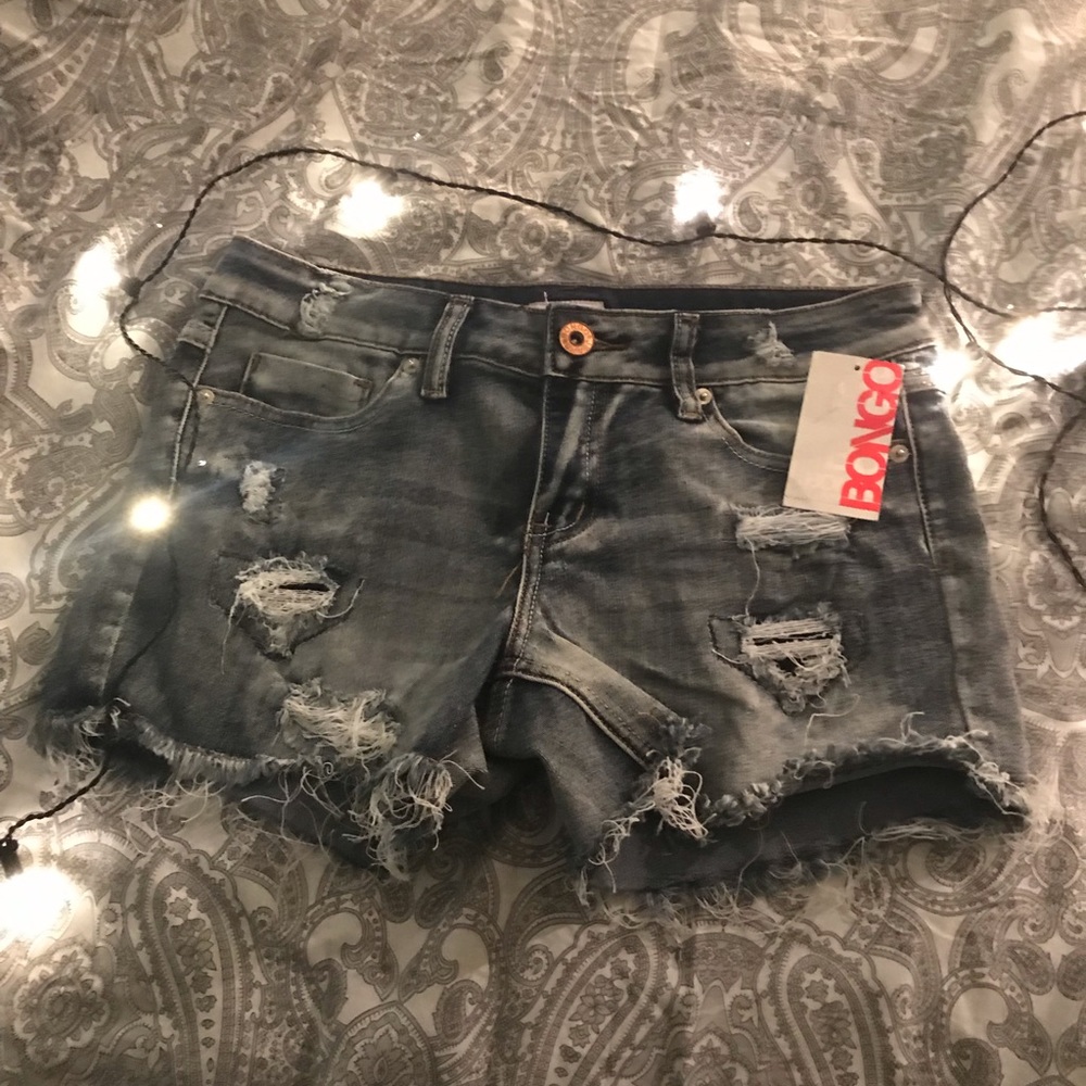 Distressed jean shorts
